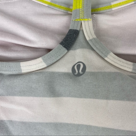 Lululemon Racerback Woman’s Power Y Tank Top Shirt Striped Yellow Sz 6 Athletica - Picture 5 of 16